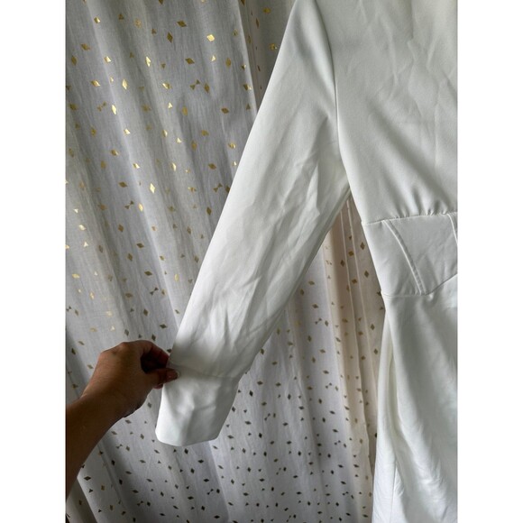 Zara Oyster White Lapel Collar Side Ruched Corset Waist Faux Wrap Mini Dress XS - Picture 7 of 12